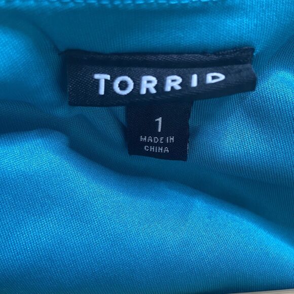 Torrid Dress Size 1X Skater Teal Blue Textured Fit & Flare Sleeveless Sweetheart - Picture 3 of 9